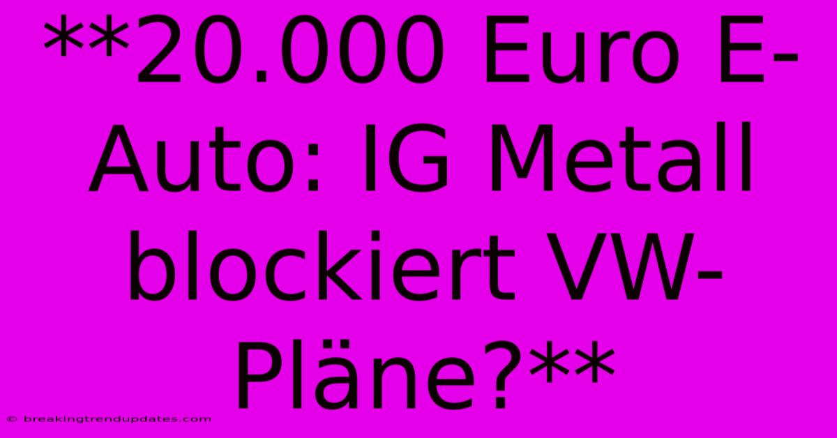**20.000 Euro E-Auto: IG Metall Blockiert VW-Pläne?**