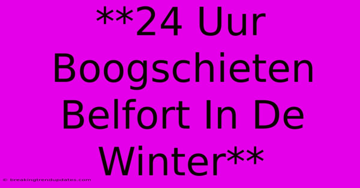 **24 Uur Boogschieten Belfort In De Winter** 