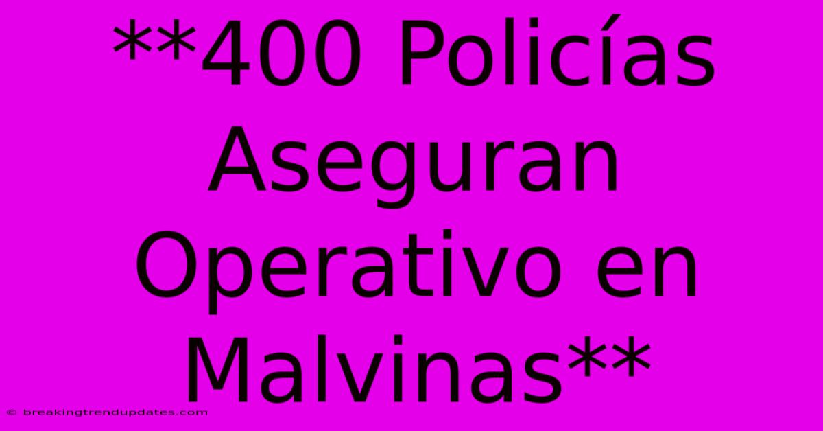 **400 Policías Aseguran Operativo En Malvinas**