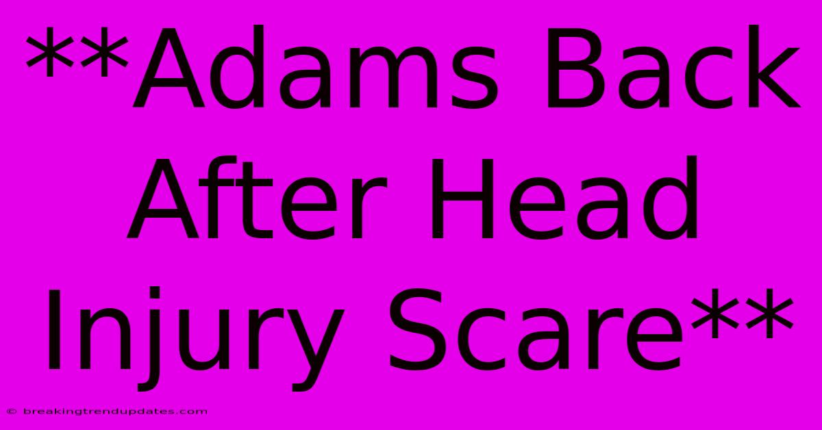 **Adams Back After Head Injury Scare** **Adams Back After Head Injury Scare**