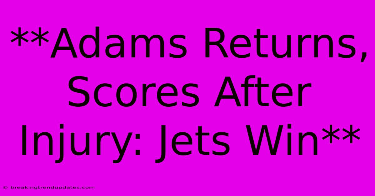 **Adams Returns, Scores After Injury: Jets Win** **Adams Returns, Scores After Injury: Jets Win**