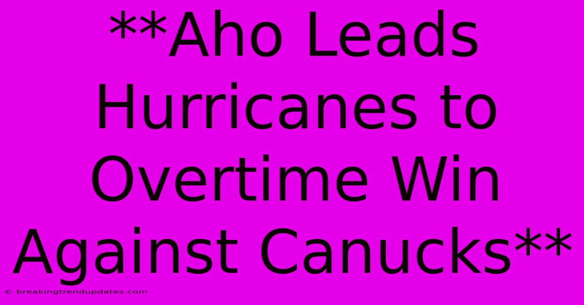 **Aho Leads Hurricanes To Overtime Win Against Canucks**
