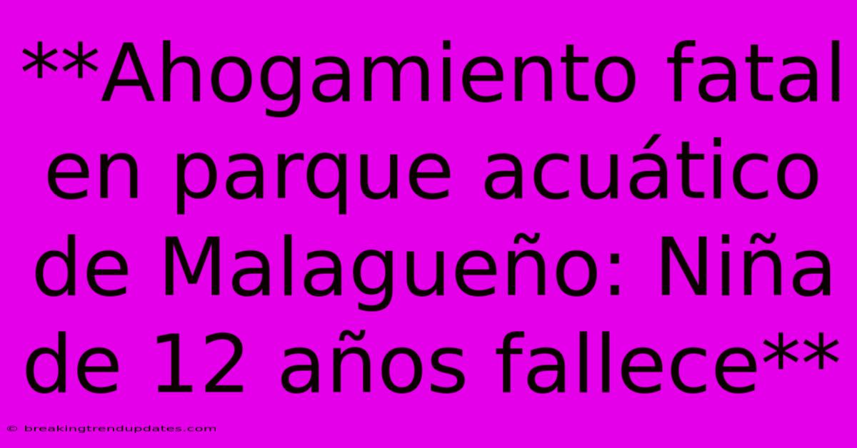 **Ahogamiento Fatal En Parque Acuático De Malagueño: Niña De 12 Años Fallece**