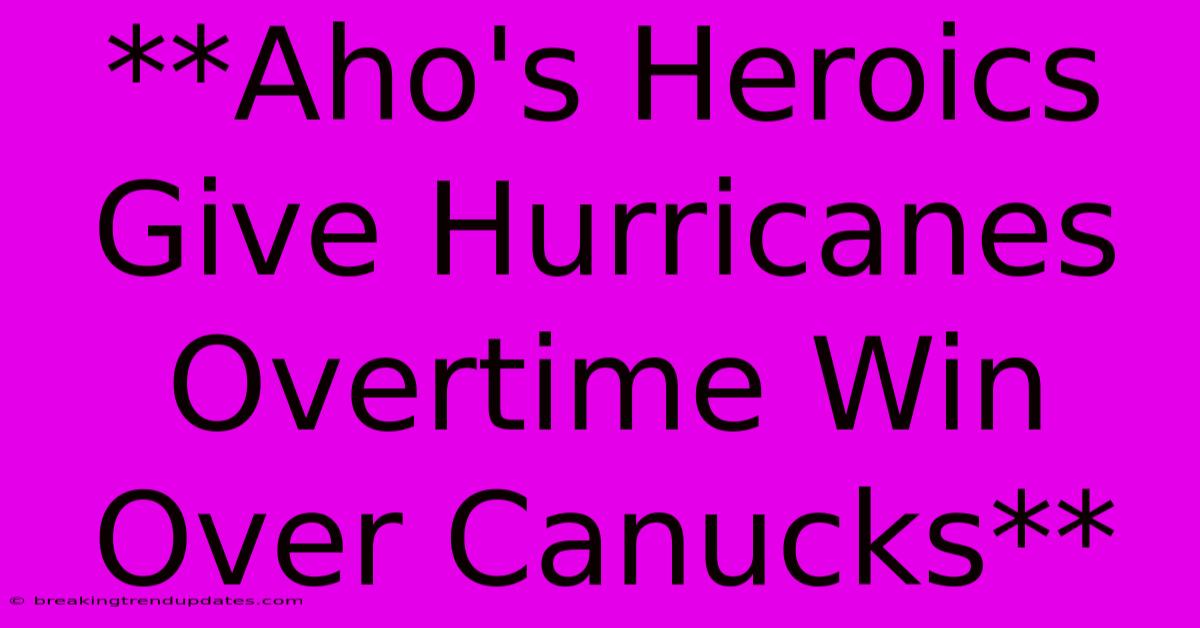 **Aho's Heroics Give Hurricanes Overtime Win Over Canucks**