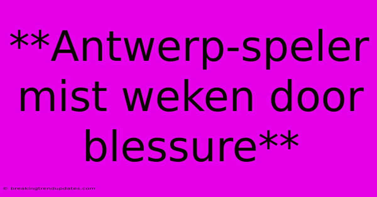 **Antwerp-speler Mist Weken Door Blessure** **Antwerp-speler Mist Weken Door Blessure**