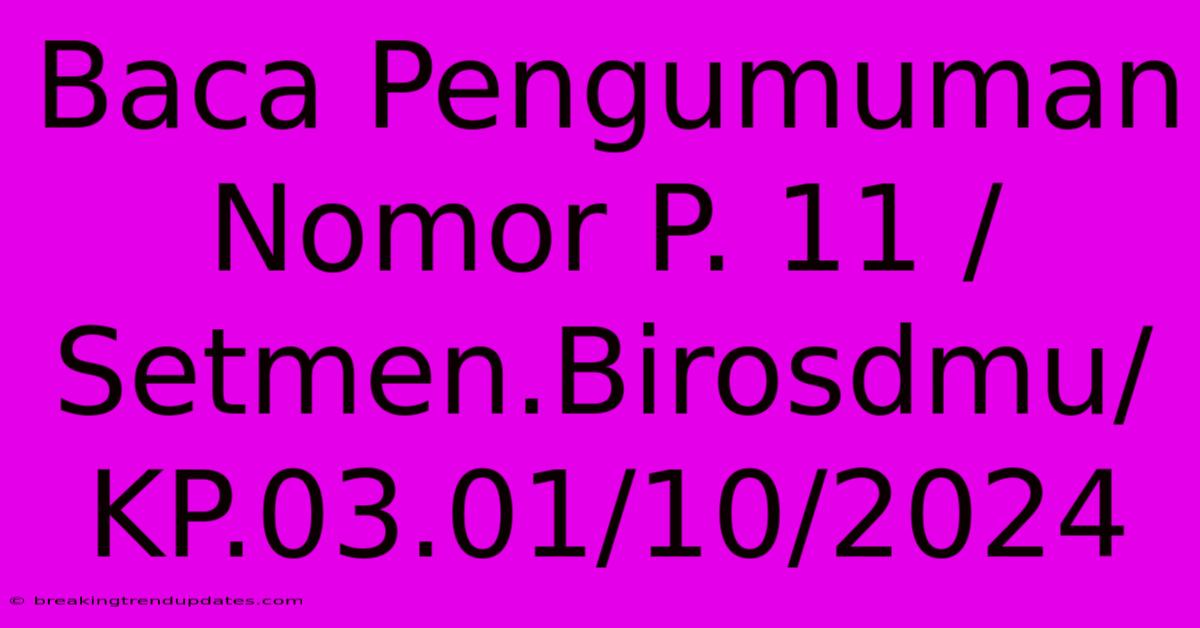 Baca Pengumuman Nomor P. 11 /Setmen.Birosdmu/KP.03.01/10/2024