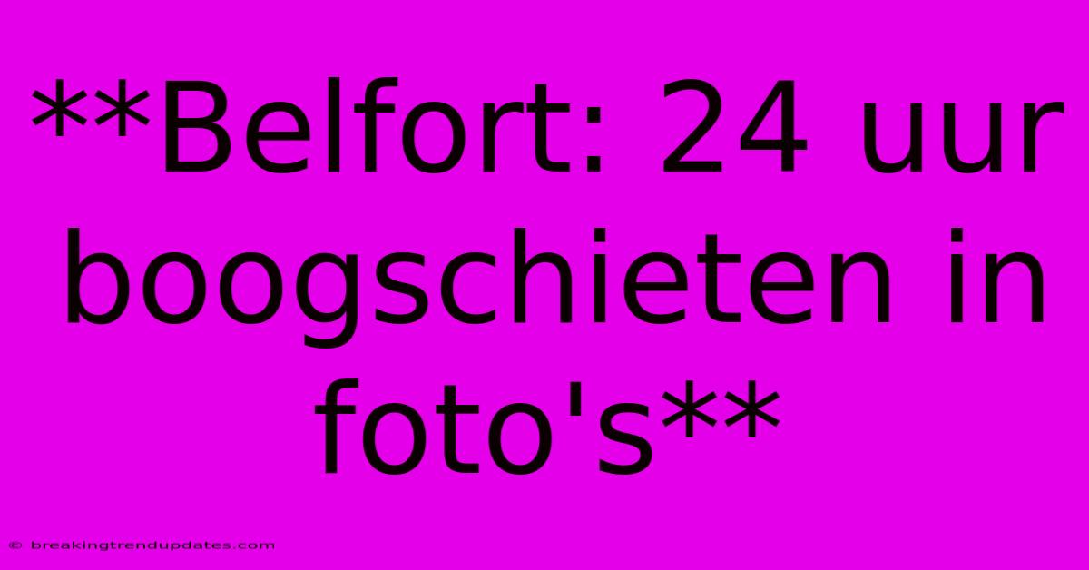 **Belfort: 24 Uur Boogschieten In Foto's**