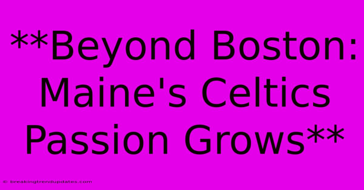 **Beyond Boston: Maine's Celtics Passion Grows** **Beyond Boston: Maine's Celtics Passion Grows**