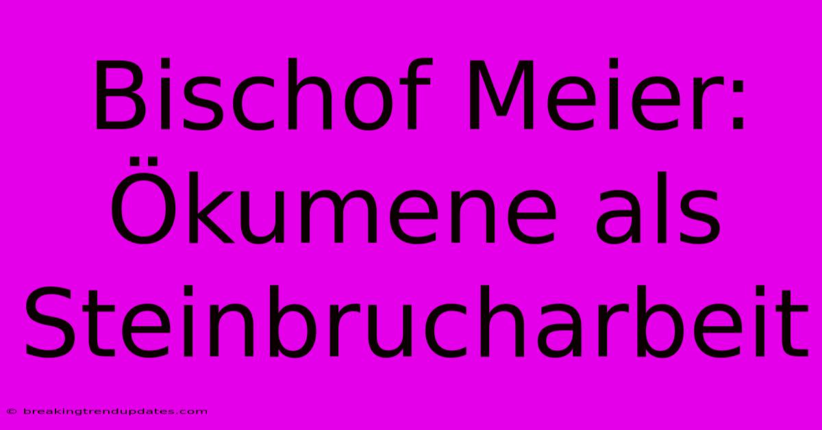 Bischof Meier: Ökumene Als Steinbrucharbeit Bischof Meier: Ökumene Als Steinbrucharbeit