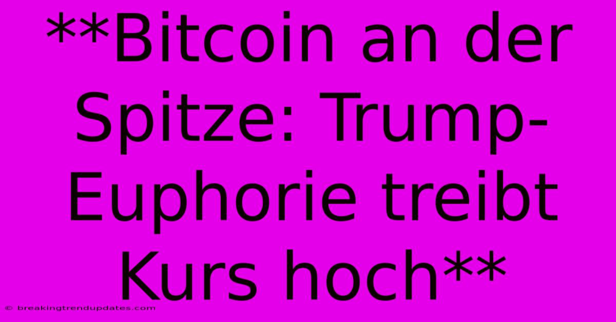 **Bitcoin An Der Spitze: Trump-Euphorie Treibt Kurs Hoch**