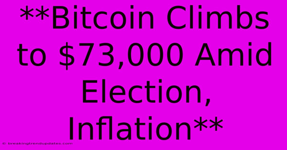 **Bitcoin Climbs To $73,000 Amid Election, Inflation**