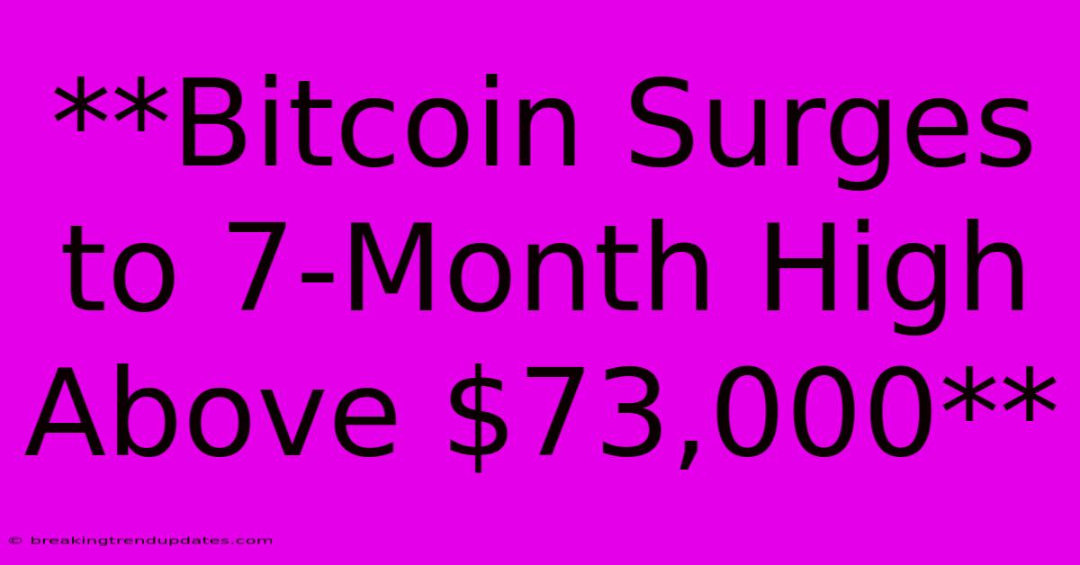 **Bitcoin Surges To 7-Month High Above $73,000**
