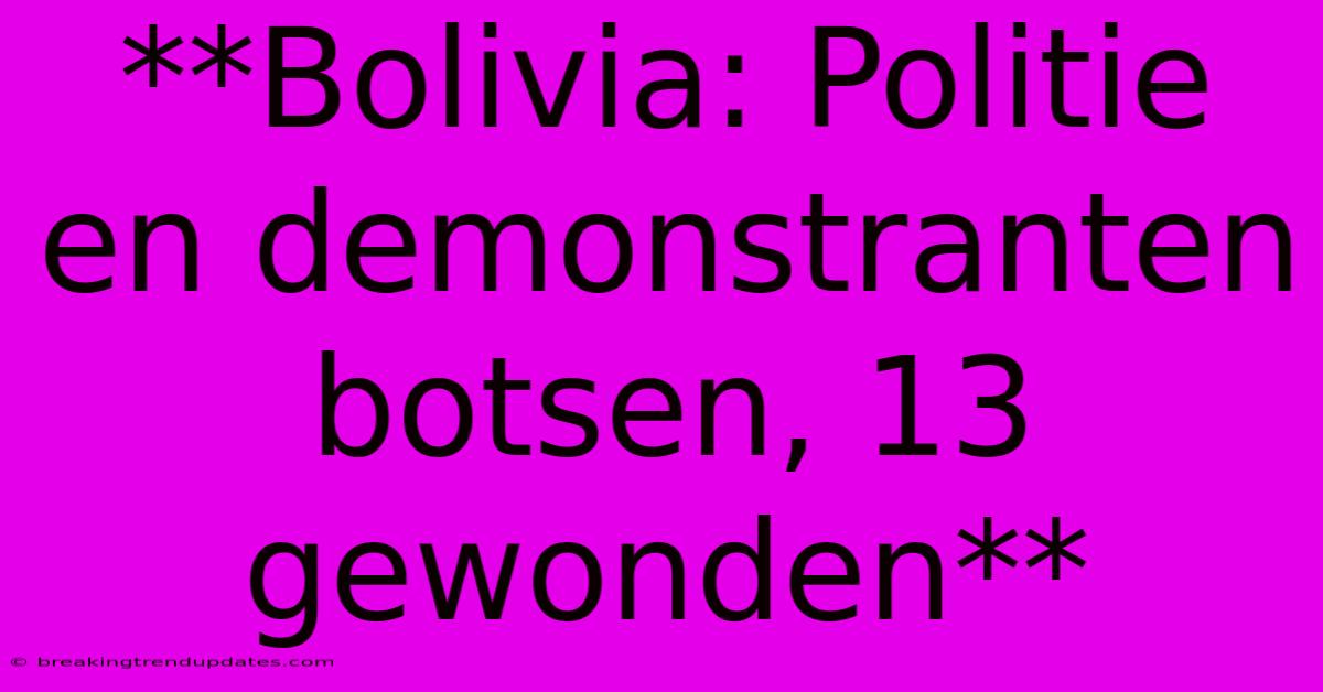 **Bolivia: Politie En Demonstranten Botsen, 13 Gewonden**