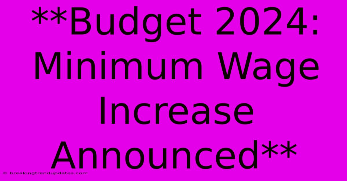 **Budget 2024: Minimum Wage Increase Announced**