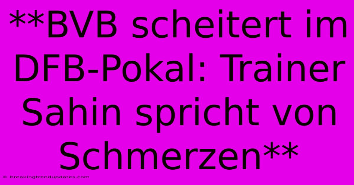 **BVB Scheitert Im DFB-Pokal: Trainer Sahin Spricht Von Schmerzen** **BVB Scheitert Im DFB-Pokal: Trainer Sahin Spricht Von Schmerzen**