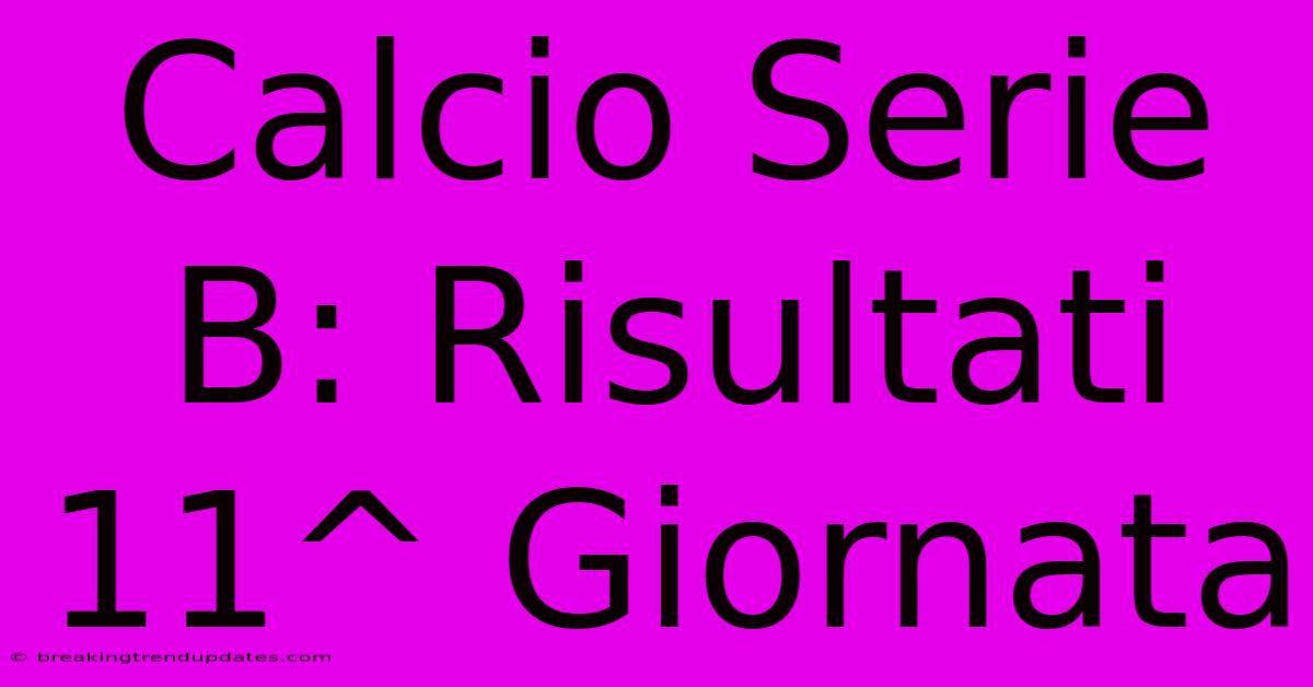 Calcio Serie B: Risultati 11^ Giornata