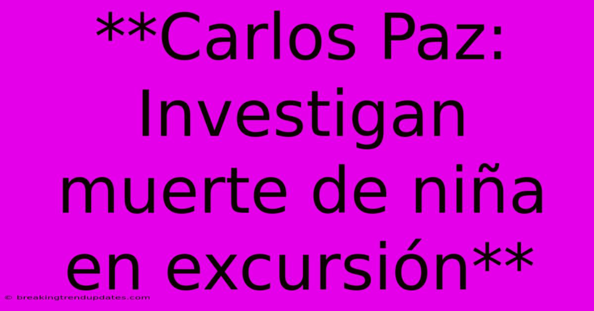 **Carlos Paz: Investigan Muerte De Niña En Excursión** 