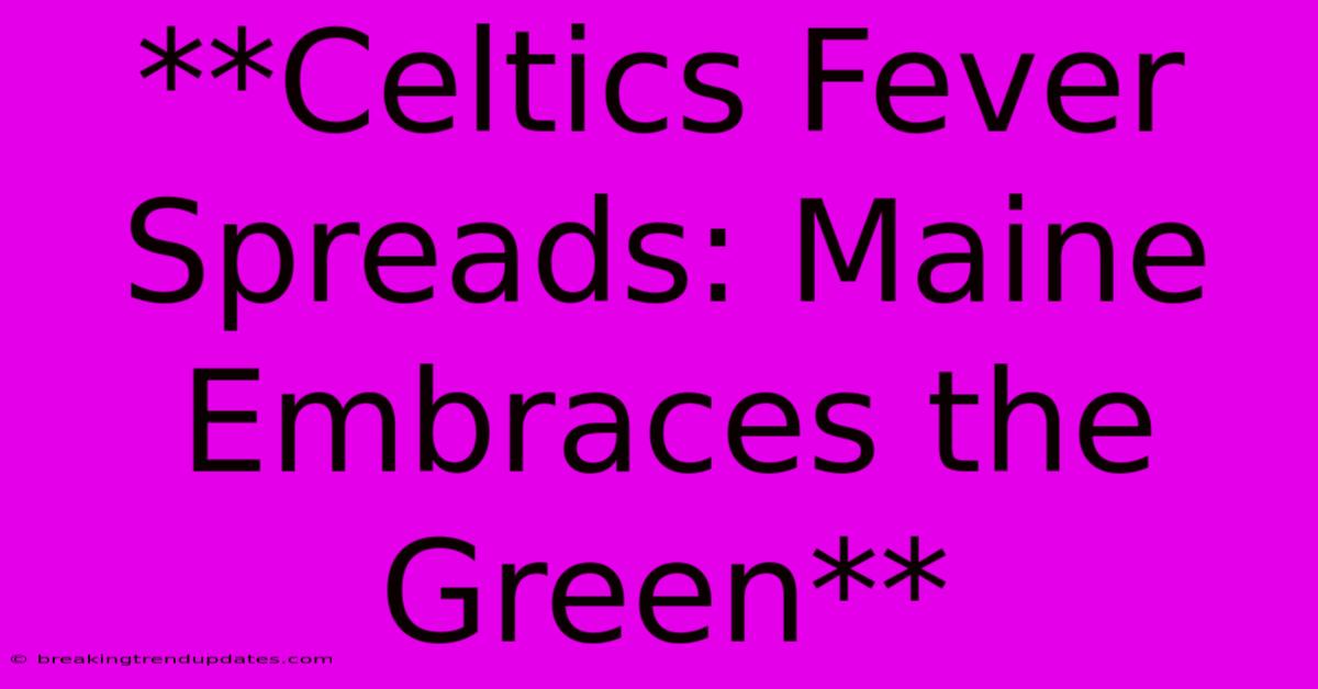 **Celtics Fever Spreads: Maine Embraces The Green** **Celtics Fever Spreads: Maine Embraces The Green**