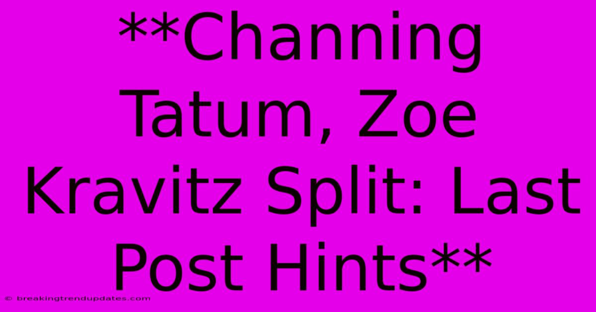 **Channing Tatum, Zoe Kravitz Split: Last Post Hints**