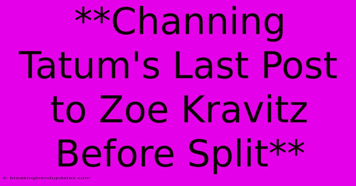 **Channing Tatum's Last Post To Zoe Kravitz Before Split**