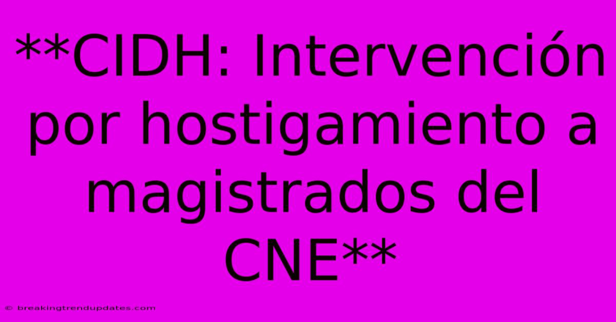 **CIDH: Intervención Por Hostigamiento A Magistrados Del CNE**