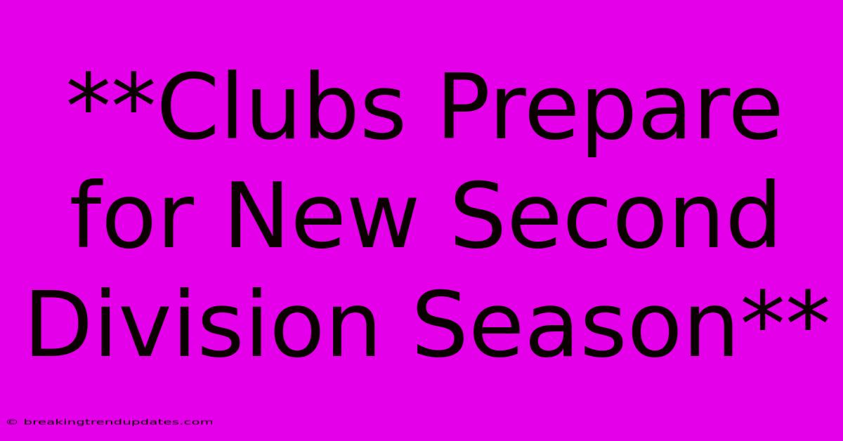 **Clubs Prepare For New Second Division Season**