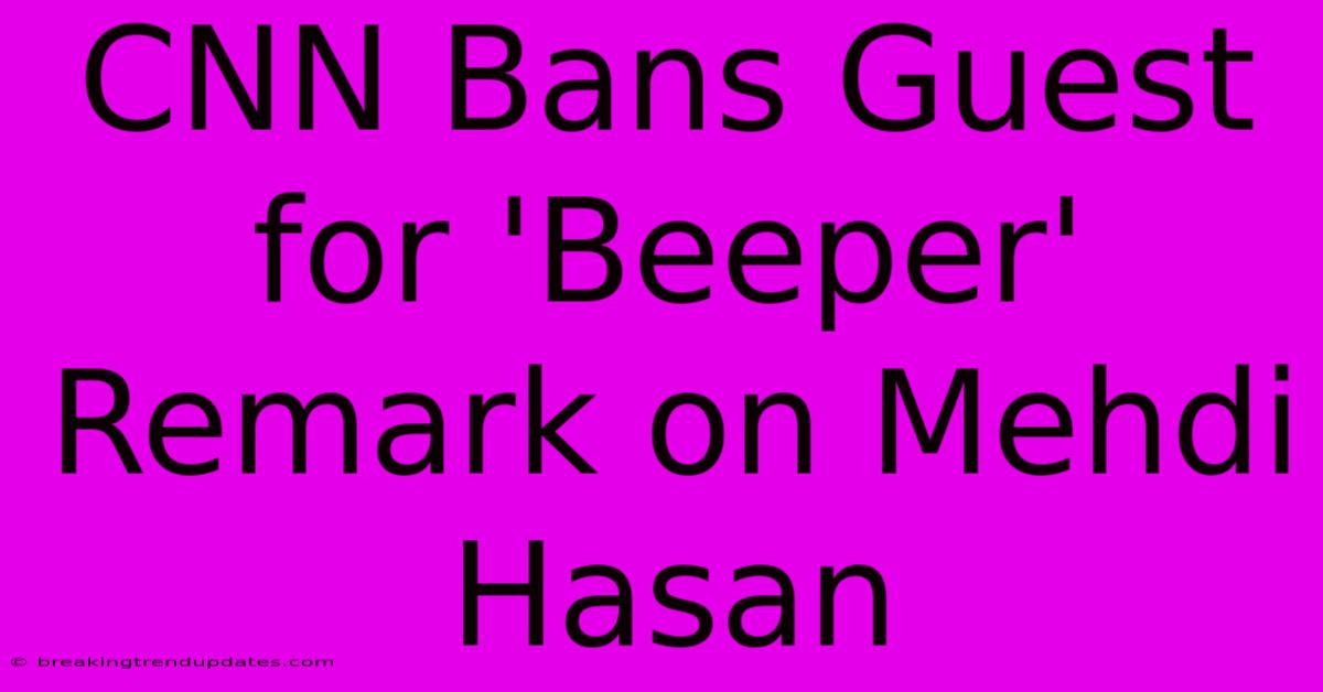 CNN Bans Guest For 'Beeper' Remark On Mehdi Hasan 