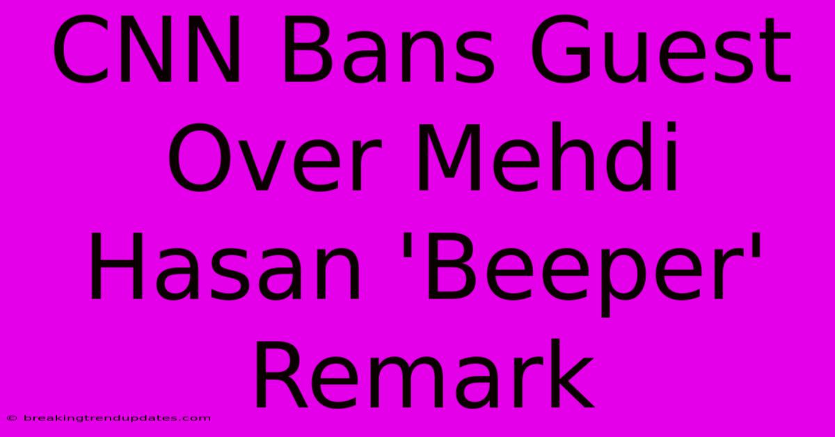 CNN Bans Guest Over Mehdi Hasan 'Beeper' Remark