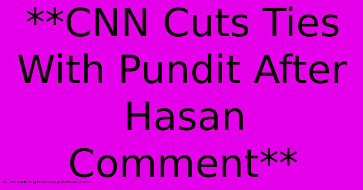 **CNN Cuts Ties With Pundit After Hasan Comment**