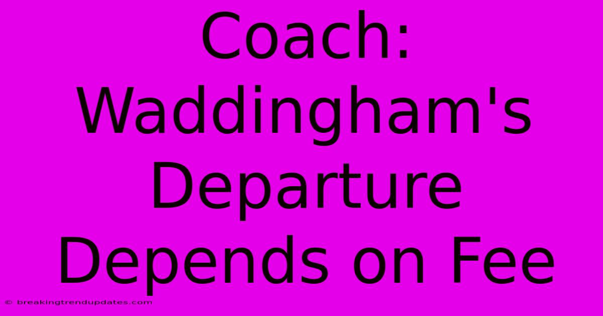 Coach: Waddingham's Departure Depends On Fee Coach: Waddingham's Departure Depends On Fee