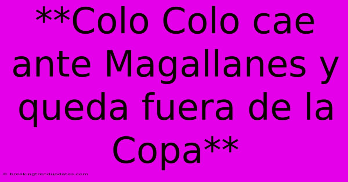 **Colo Colo Cae Ante Magallanes Y Queda Fuera De La Copa**