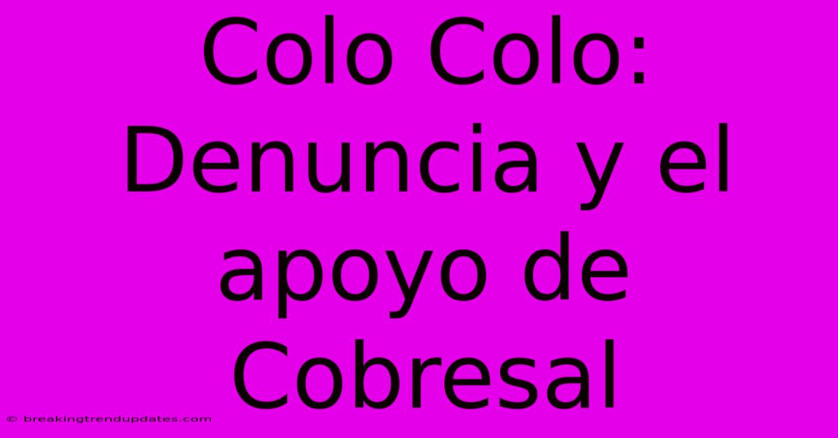 Colo Colo: Denuncia Y El Apoyo De Cobresal 