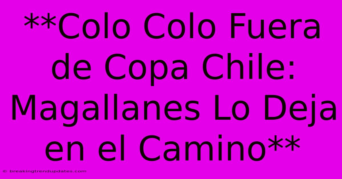 **Colo Colo Fuera De Copa Chile: Magallanes Lo Deja En El Camino** 