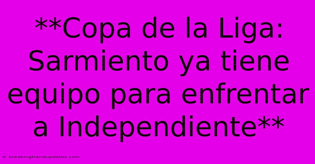 **Copa De La Liga: Sarmiento Ya Tiene Equipo Para Enfrentar A Independiente**
