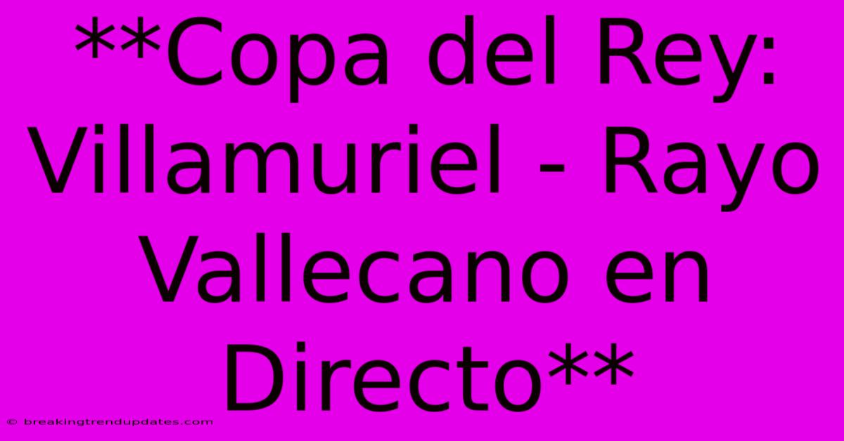 **Copa Del Rey: Villamuriel - Rayo Vallecano En Directo**