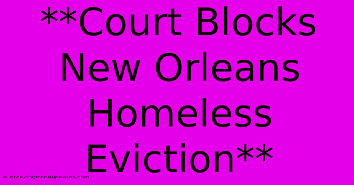 **Court Blocks New Orleans Homeless Eviction**