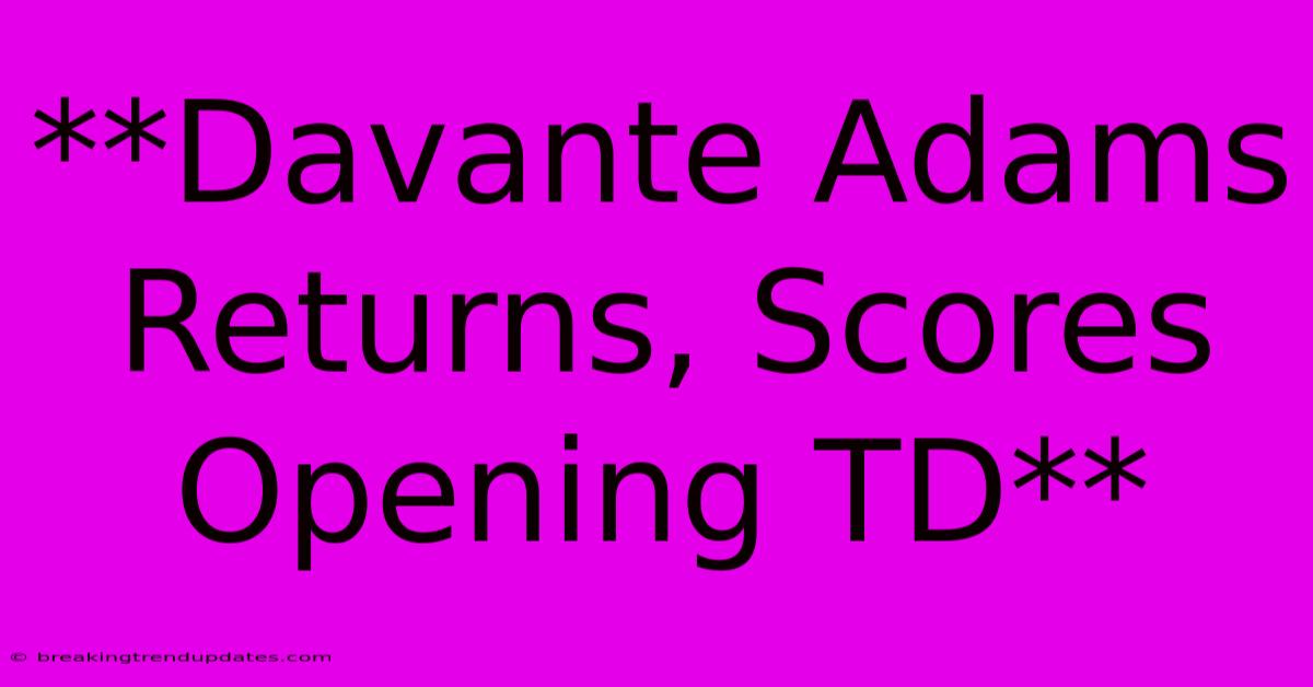 **Davante Adams Returns, Scores Opening TD**