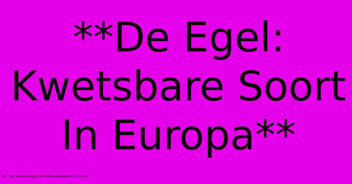 **De Egel: Kwetsbare Soort In Europa** **De Egel: Kwetsbare Soort In Europa**