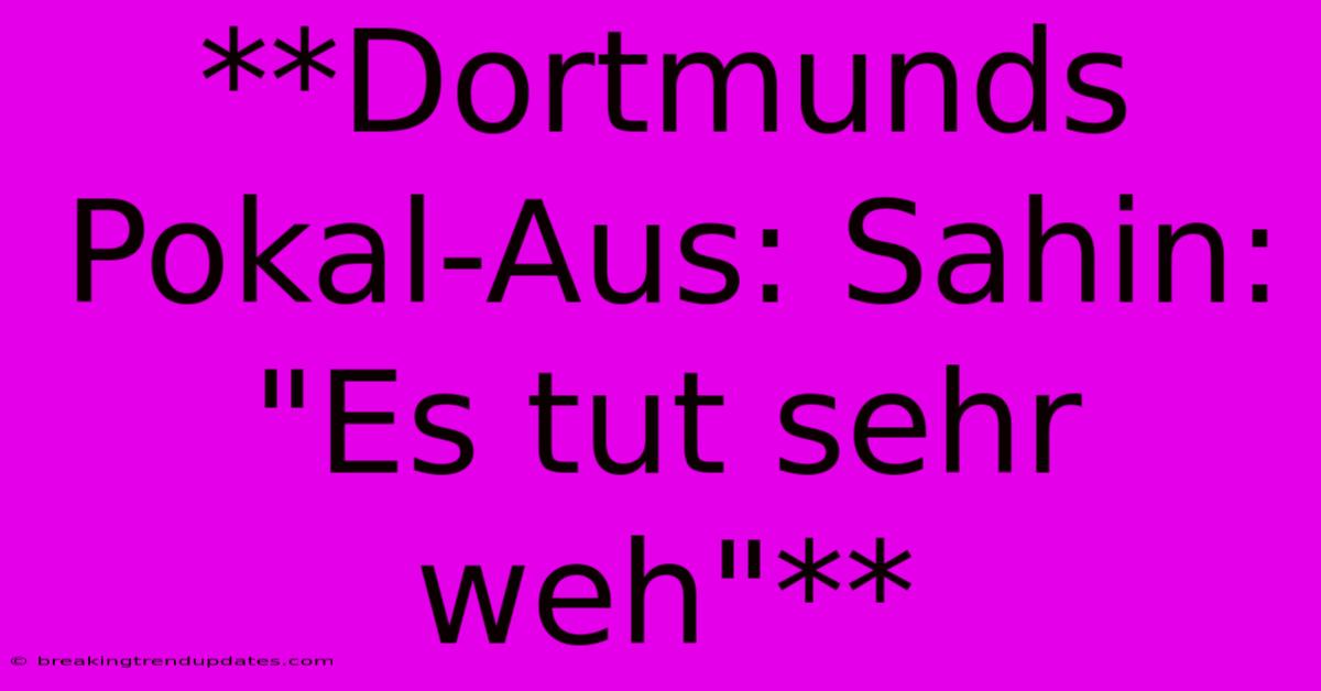 **Dortmunds Pokal-Aus: Sahin: 