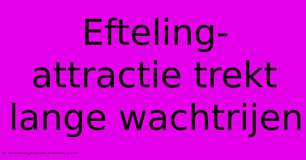 Efteling-attractie Trekt Lange Wachtrijen Efteling-attractie Trekt Lange Wachtrijen