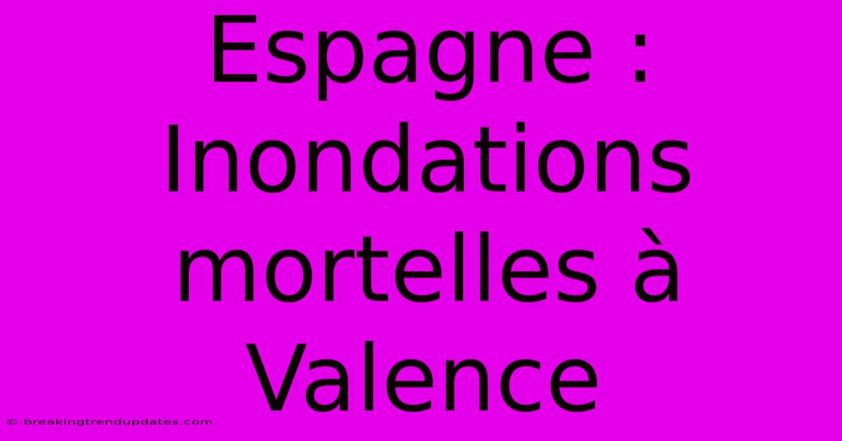 Espagne : Inondations Mortelles À Valence 