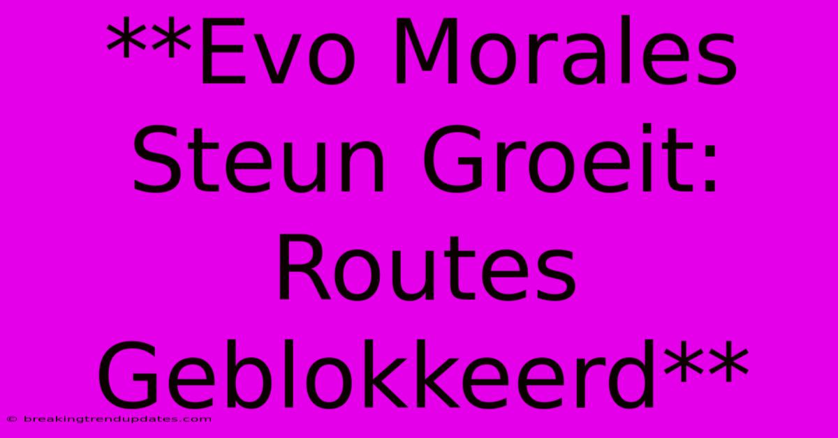 **Evo Morales Steun Groeit: Routes Geblokkeerd**