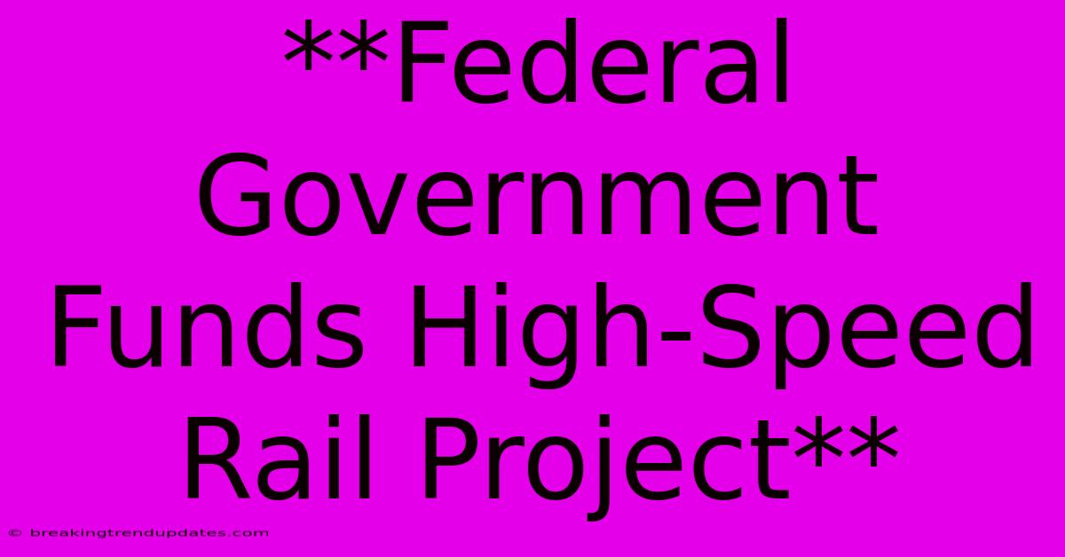 **Federal Government Funds High-Speed Rail Project** 