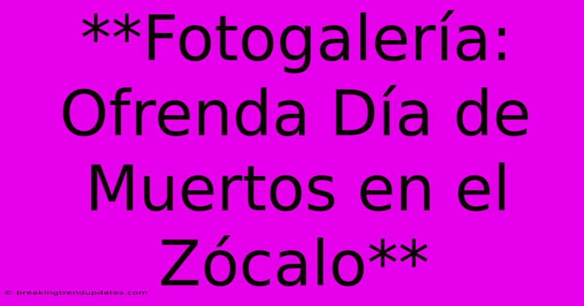 **Fotogalería: Ofrenda Día De Muertos En El Zócalo** 