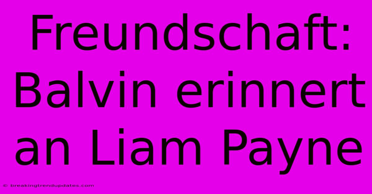 Freundschaft: Balvin Erinnert An Liam Payne Freundschaft: Balvin Erinnert An Liam Payne