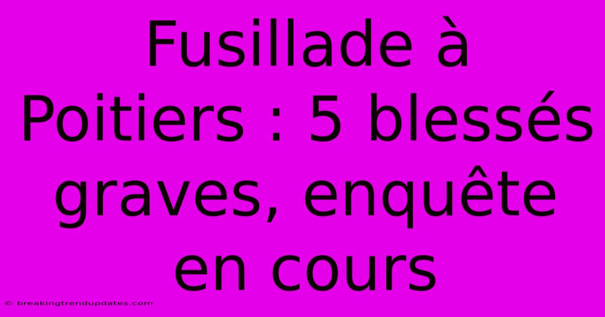 Fusillade À Poitiers : 5 Blessés Graves, Enquête En Cours