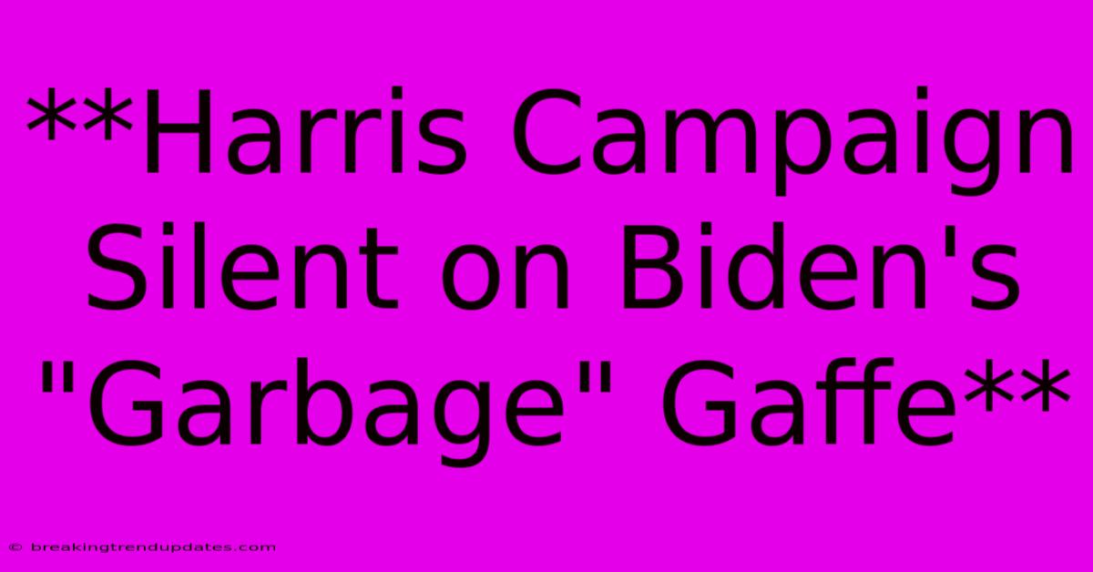 **Harris Campaign Silent On Biden's 