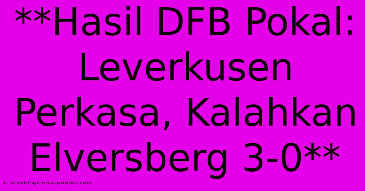 **Hasil DFB Pokal: Leverkusen Perkasa, Kalahkan Elversberg 3-0**
