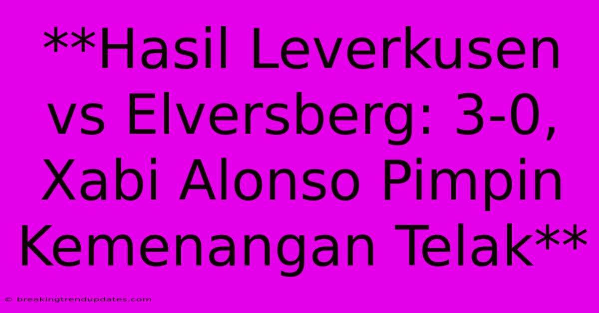 **Hasil Leverkusen Vs Elversberg: 3-0, Xabi Alonso Pimpin Kemenangan Telak**