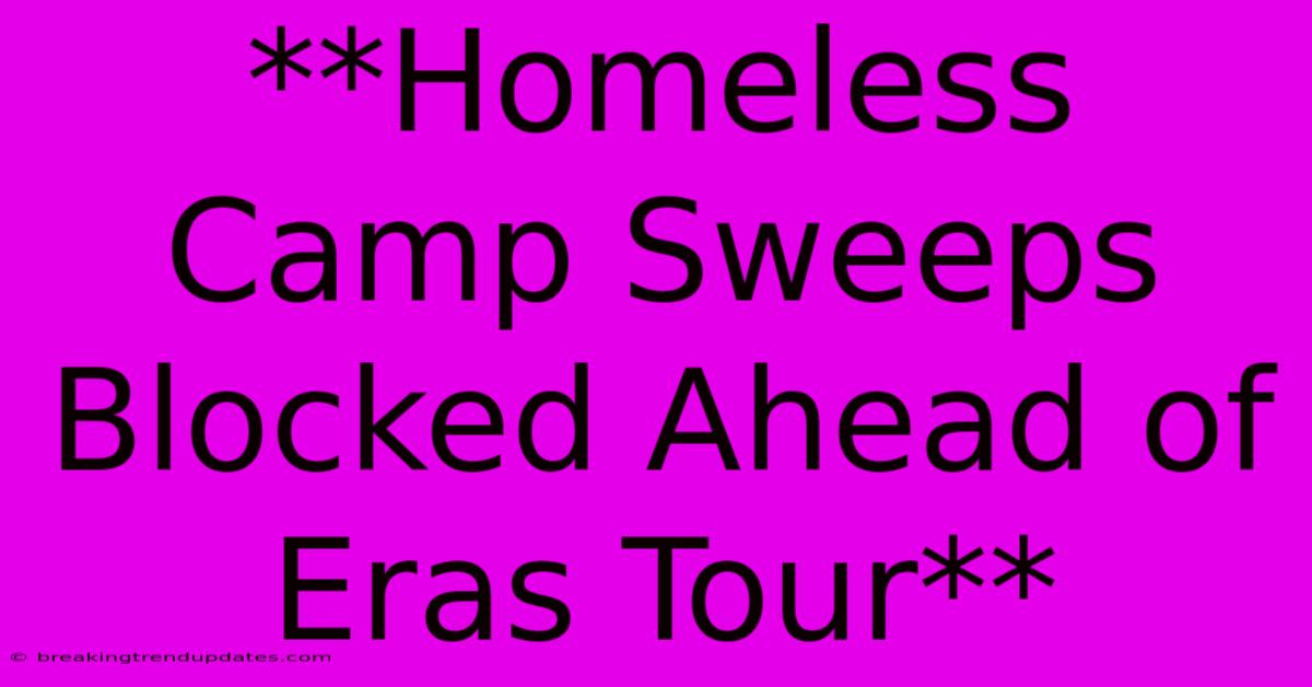 **Homeless Camp Sweeps Blocked Ahead Of Eras Tour**